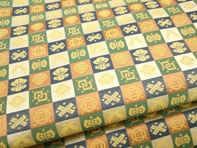 平和屋着物●全通柄 九寸名古屋帯 市松吉祥文 正絹 逸品 CABL9610hy