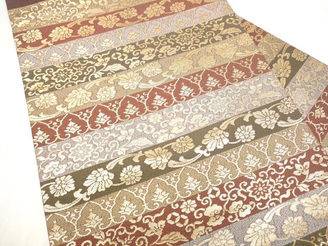 平和屋着物●九寸名古屋帯 花唐草文 金糸 正絹 逸品 CABL9617hy