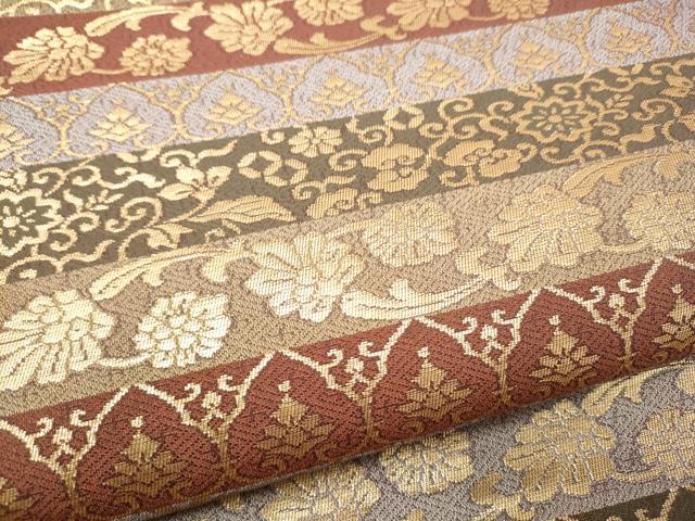 平和屋着物●九寸名古屋帯 花唐草文 金糸 正絹 逸品 CABL9617hy