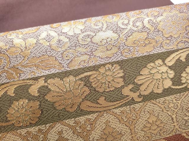 平和屋着物●九寸名古屋帯 花唐草文 金糸 正絹 逸品 CABL9617hy