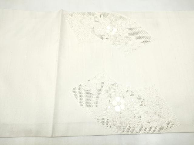 平和屋着物●中国三大刺繍 スワトウ相良刺繍 総刺繍 九寸開き名古屋帯 紬地 地紙花文 正絹 逸品 CABL9633hy