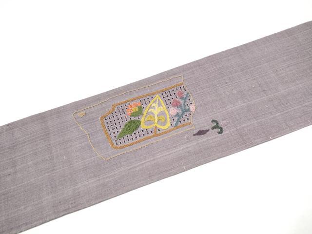 平和屋着物●中国三大刺繍 スワトウ相良刺繍 総刺繍 九寸名古屋帯 紬地 枝花文 正絹 逸品 CABL9638hy