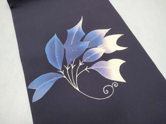 平和屋着物●塩瀬 九寸開き名古屋帯 枝葉文 正絹 逸品 CABL9644hy