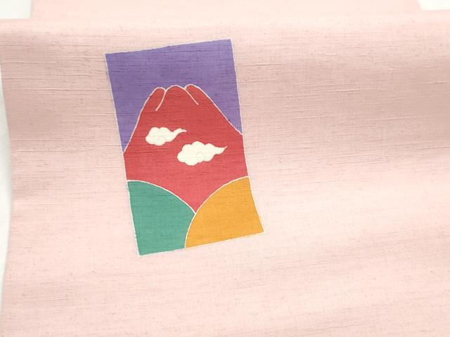 平和屋着物●九寸開き名古屋帯 作家物 紬地 遠山文 正絹 逸品 CABL9645hy