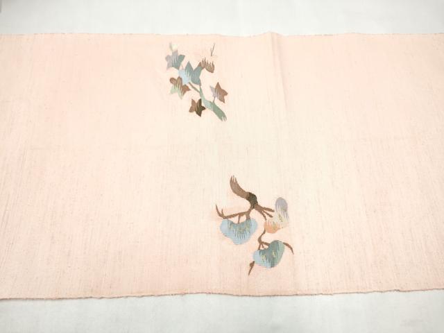 平和屋着物●八寸名古屋帯 すくい織 遠山草花文 金糸 正絹 逸品 CABL9652hy