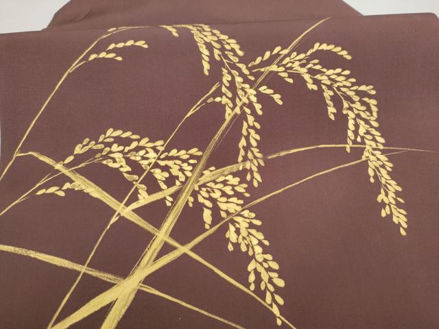 平和屋着物●九寸名古屋帯 枝葉文 金彩 正絹 逸品 CABL9658hy