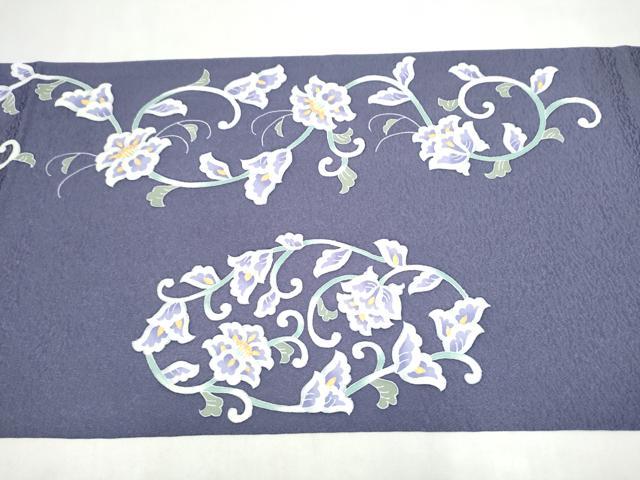 平和屋着物●友禅作家 佐波古直明 九寸開き名古屋帯 花唐草文 金彩 正絹 逸品 CABL9661hy