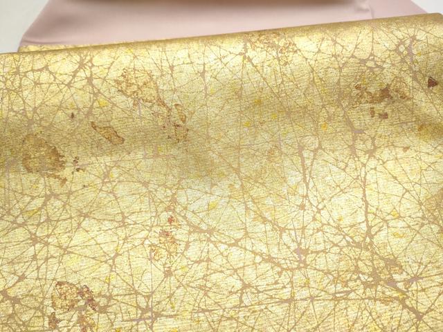 平和屋着物●塩瀬 九寸名古屋帯 霞文 金彩 正絹 逸品 CABL9671hy