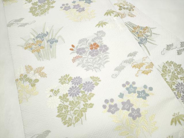平和屋着物●九寸名古屋帯 唐織 草花文 正絹 逸品 CABL9682hy