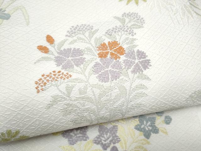 平和屋着物●九寸名古屋帯 唐織 草花文 正絹 逸品 CABL9682hy