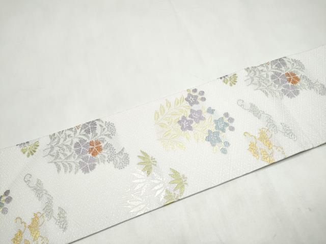 平和屋着物●九寸名古屋帯 唐織 草花文 正絹 逸品 CABL9682hy