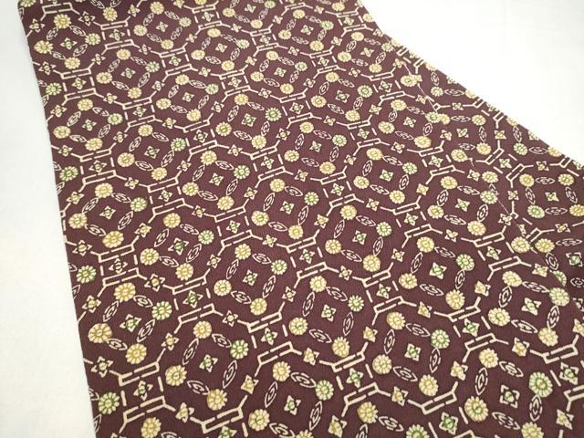 平和屋着物●全通柄 九寸名古屋帯 型染め 蜀江花文 鬼しぼ縮緬 正絹 逸品 CABL9689hy