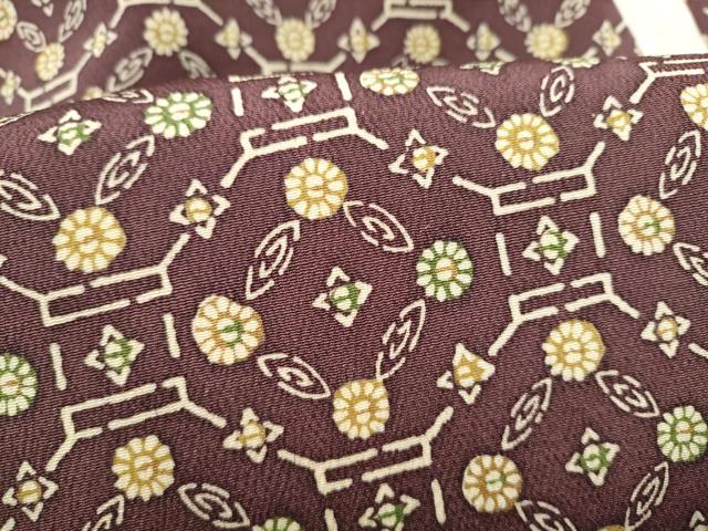 平和屋着物●全通柄 九寸名古屋帯 型染め 蜀江花文 鬼しぼ縮緬 正絹 逸品 CABL9689hy