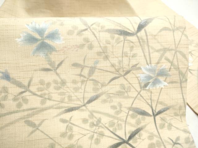 平和屋着物*夏物 九寸名古屋帯 枝花文 麻 逸品 CABL9695hy