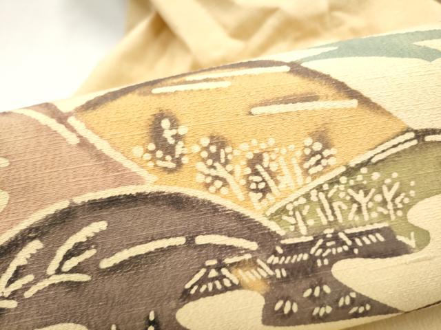 平和屋着物●九寸名古屋帯 型染め 遠山文 正絹 逸品 CABL9698hy
