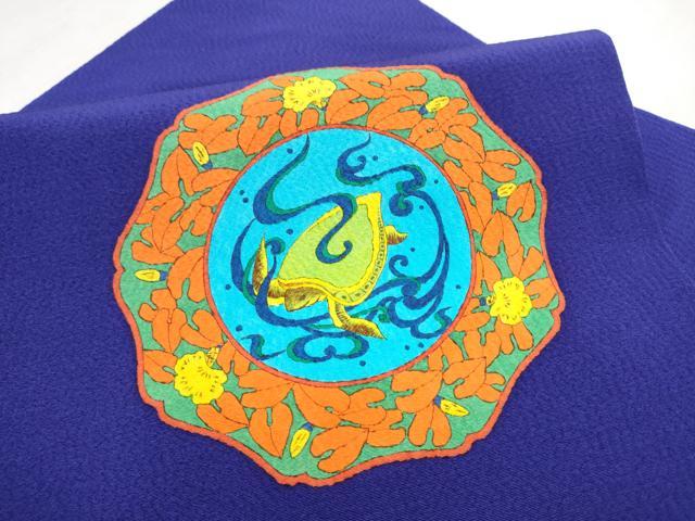 平和屋着物●九寸名古屋帯 亀 草花文 正絹 逸品 CABL9707hy