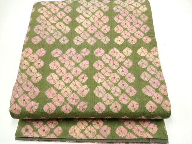 平和屋着物●全通柄袋帯 紬地 蜘蛛絞り 正絹 逸品 CABL9725hy