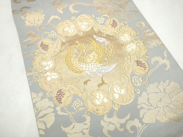 平和屋着物●皇室・伊勢神宮御用 御御帯 山口美術織物 山口弘躬 六通柄袋帯 唐織錦 菊池牡丹正倉院文 金銀糸 証明証付 逸品 CABL9742hy