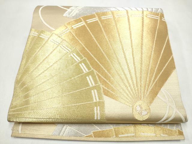 平和屋着物●西陣 川島織物 六通柄 本袋帯 桧扇舞蝶文 金銀糸 正絹 逸品 CABL9745hy