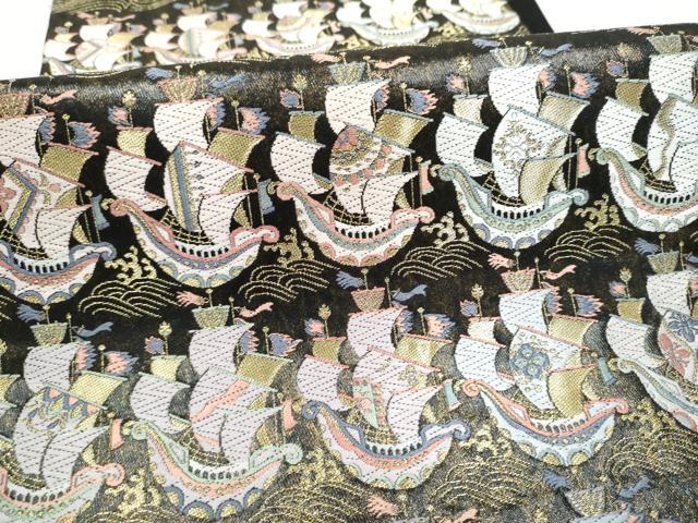 平和屋着物●六通柄袋帯 唐織 作家物 船 金糸 引箔 正絹 逸品 CABL9751hy