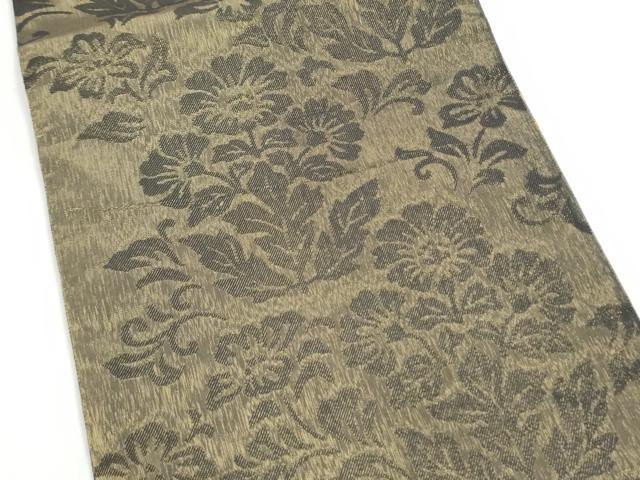 平和屋着物●両面 六通柄袋帯 草花文 金糸 正絹 逸品 CABL9754hy