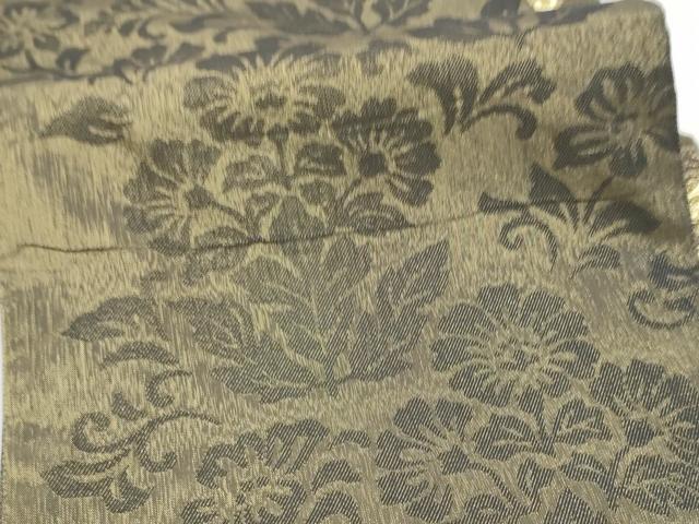 平和屋着物●両面 六通柄袋帯 草花文 金糸 正絹 逸品 CABL9754hy