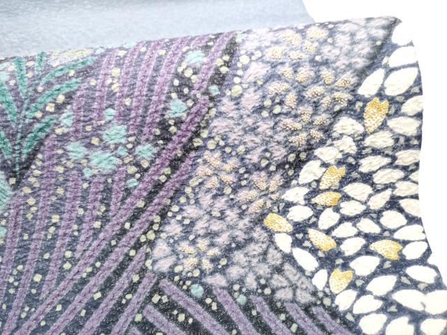 平和屋着物●十日町 名門 滝泰謹製 中国三大刺繍 相良刺繍 太鼓柄袋帯 おぼろ染め 襲絞り 草花文 銀通し地 正絹 逸品 CABL9755hy