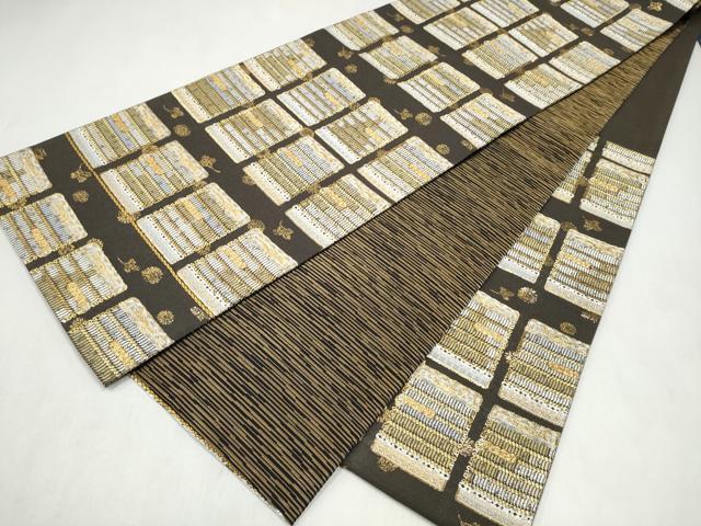 平和屋着物●六通柄袋帯 鎧脅し 金糸 正絹 逸品 CABL9763hy