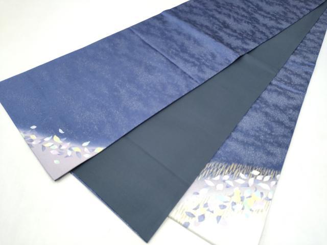 平和屋着物●太鼓柄袋帯 刺繍 舞葉文 金彩 銀通し地 正絹 逸品 CABL9768hy