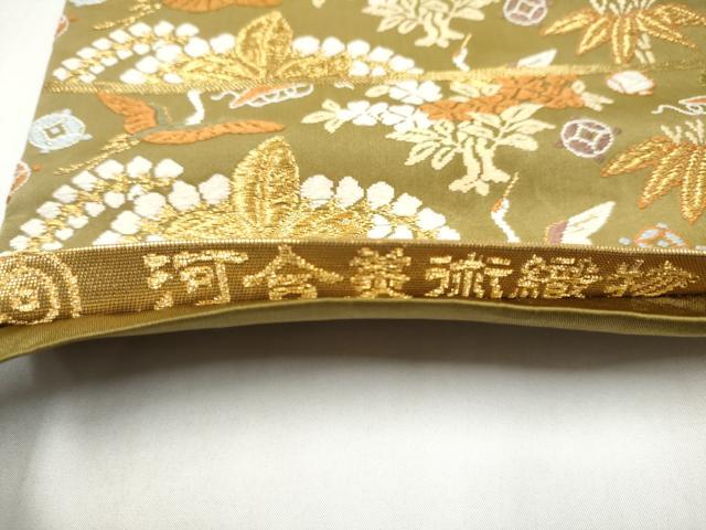 平和屋着物●西陣 河合美術織物謹製 六通柄袋帯 唐織 飛鶴草花文 金糸 正絹 逸品 CABL9785hy