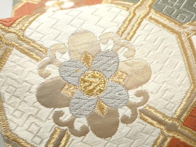 平和屋着物●六通柄袋帯 唐織 蜀江花文 金糸 正絹 逸品 CABL9786hy