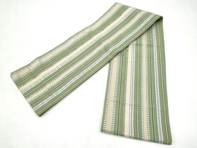 平和屋着物●本場筑前博多織 両面 半幅帯 間道 正絹 逸品 CABL9815hy
