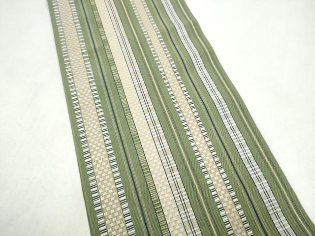 平和屋着物●本場筑前博多織 両面 半幅帯 間道 正絹 逸品 CABL9815hy