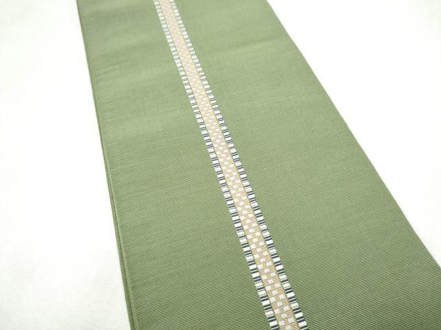 平和屋着物●本場筑前博多織 両面 半幅帯 間道 正絹 逸品 CABL9815hy