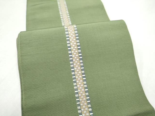 平和屋着物●本場筑前博多織 両面 半幅帯 間道 正絹 逸品 CABL9815hy