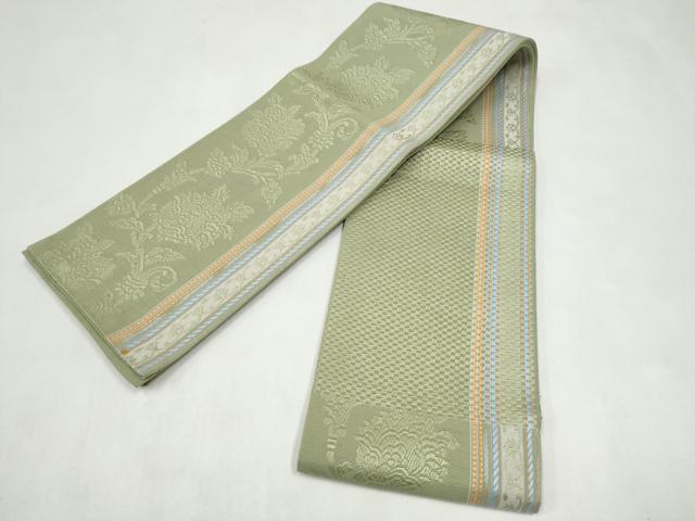 平和屋着物●本場筑前博多織 半幅帯 花唐草文 正絹 逸品 CABL9840hy