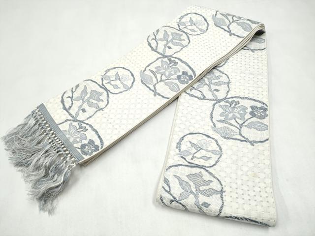 平和屋着物●本場筑前博多織 半幅帯 枝花文 正絹 逸品 CABL9842hy