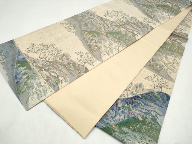 平和屋着物●本場真綿縢結城紬 全通柄袋帯 遠山草木文 証紙付き 上代48万 正絹 逸品 未使用 CABL9883hy