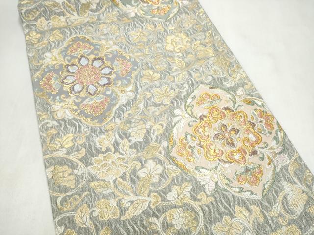 平和屋着物●西陣 六通柄袋帯 花唐草文 金糸 正絹 逸品 CABL9891hy