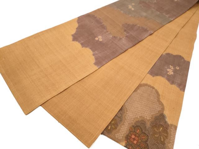 平和屋着物●中国三大刺繍 スワトウ相良刺繍 太鼓柄袋帯 紬地 花唐草文 正絹 逸品 CABL9896hy
