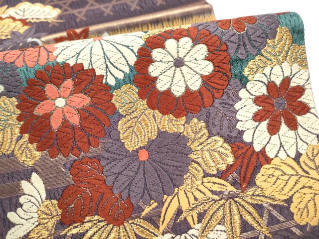 平和屋着物●六通柄袋帯 唐織 草花文 金糸 正絹 逸品 CABL9916hy