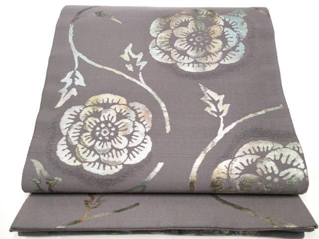 平和屋着物●六通柄袋帯 花唐草文 金糸 正絹 逸品 CABL9927hy