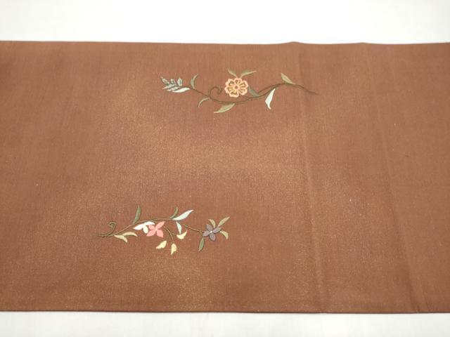 平和屋着物●太鼓柄袋帯 総刺繍 結城紬 更紗花唐草文 金彩 証紙付き 正絹 逸品 CABL9928hy