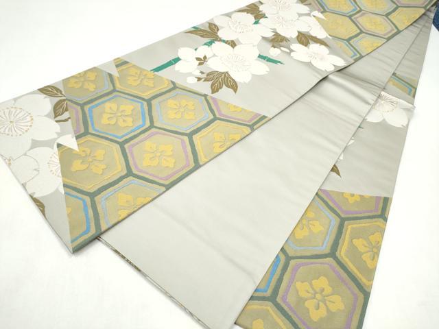平和屋着物●世界的人形師 辻村寿三郎 ジュサブロー 六通柄袋帯 舞桜文 金糸 正絹 逸品 CABL9932hy