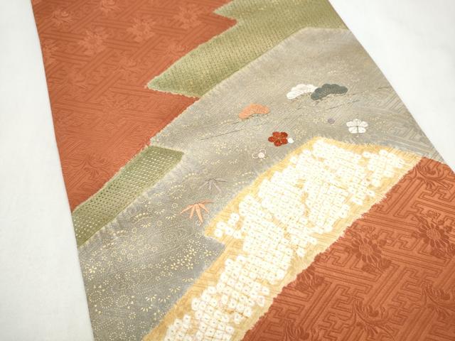 平和屋着物●太鼓柄袋帯 刺繍 松竹梅 金彩 正絹 逸品 CABL9933hy