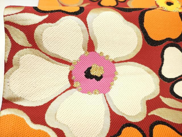 平和屋着物●六通柄袋帯 松田忍 舞花文 金糸 正絹 逸品 CABL9949hy