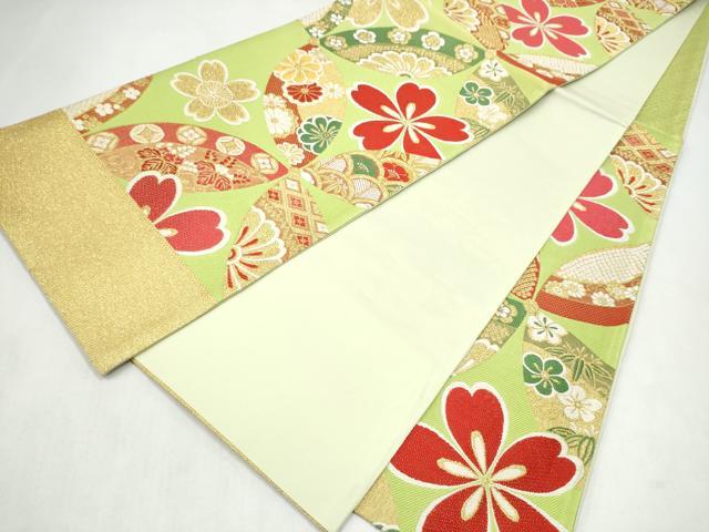 平和屋着物●西陣 大光謹製 六通柄袋帯 七宝花文 金糸 証紙付き 逸品 未使用 CABL9953hy