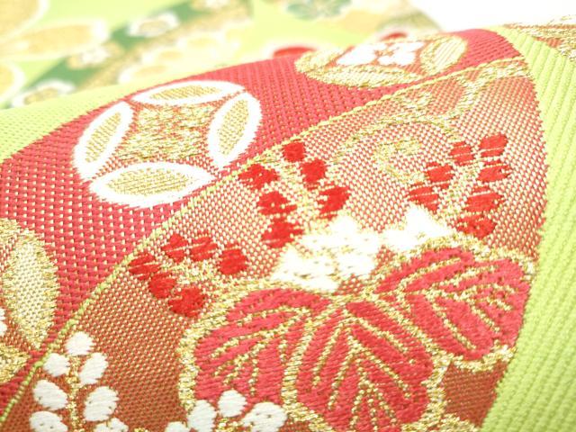 平和屋着物●西陣 大光謹製 六通柄袋帯 七宝花文 金糸 証紙付き 逸品 未使用 CABL9953hy