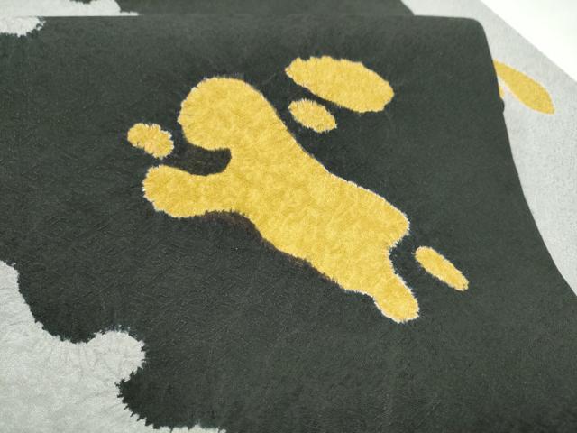 平和屋着物●九寸名古屋帯 雪輪兎文 黒地 正絹 逸品 CABL9997hy