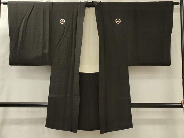 平和屋着物#男性 長羽織 黒紋付き 正絹 逸品 CABM0001in
